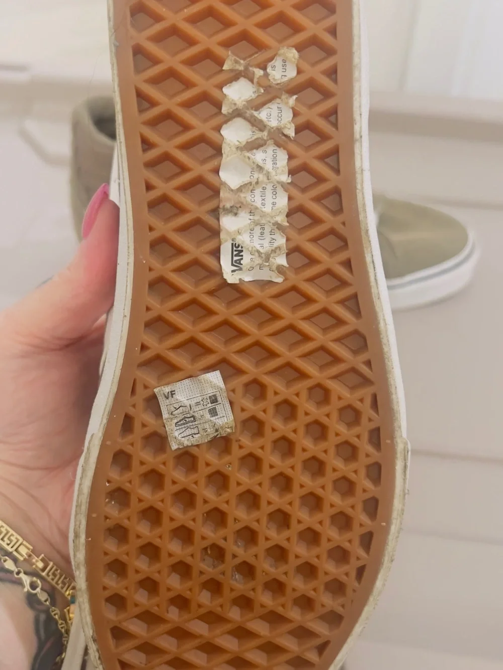 Ladies vans brown and olive Green High-Top Sneakers with White Laces
